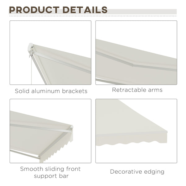 12'x10' Electric Retractable Awning, UV Protection Sun Shade Shelter w/ Remote Controller for Deck Balcony Yard, Cream