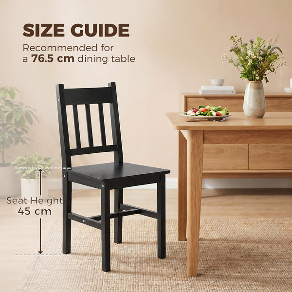 Chaises de salle à manger en pin noir, lot de 2