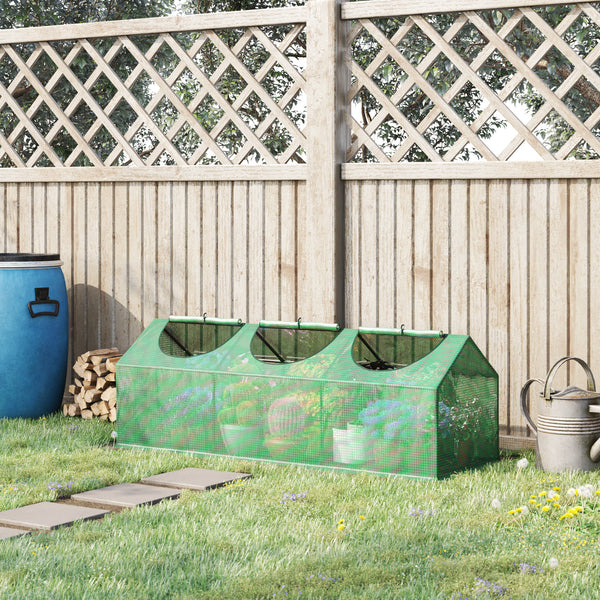 Portable mini tunnel greenhouse with 3 windows