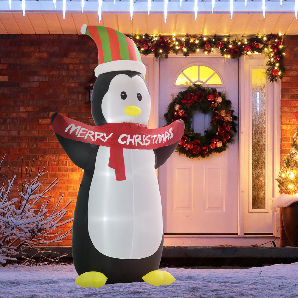 Pingouin gonflable de Noël de 8 pieds avec lumières LED