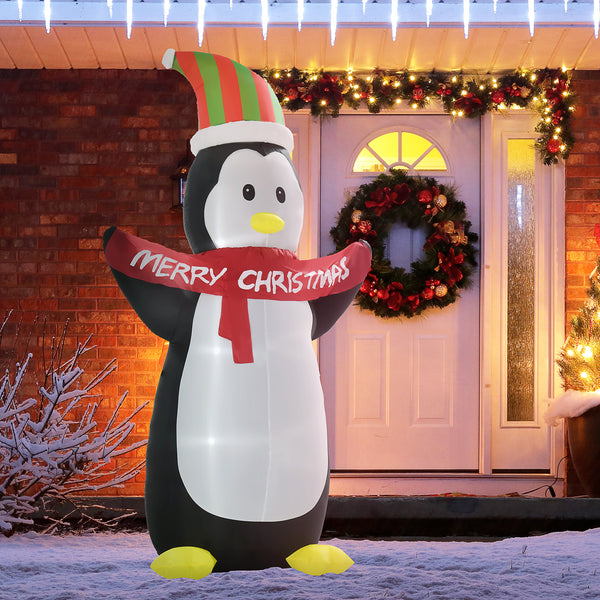 Pingouin gonflable de Noël de 8 pieds avec lumières LED