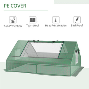 Portable mini greenhouse with 2 large windows and ground stakes