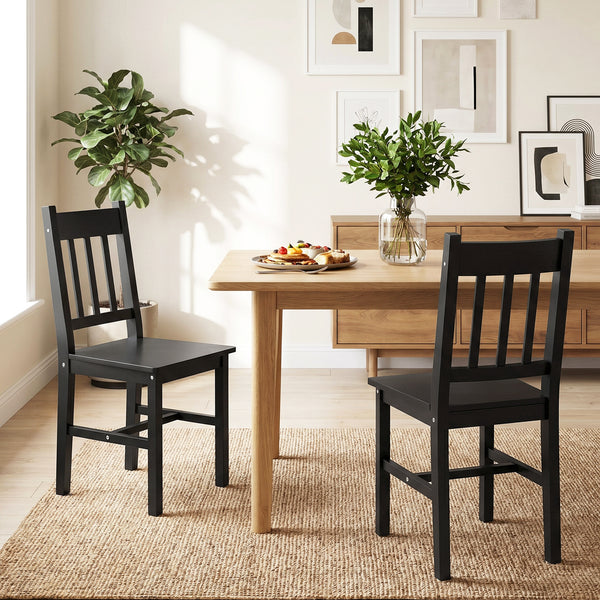 Chaises de salle à manger en pin noir, lot de 2