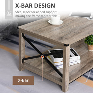 Table basse industrielle avec étagère de rangement inférieure