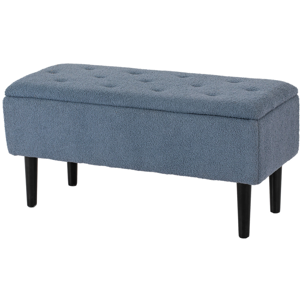 Banc de rangement moderne avec revêtement en velours, bleu