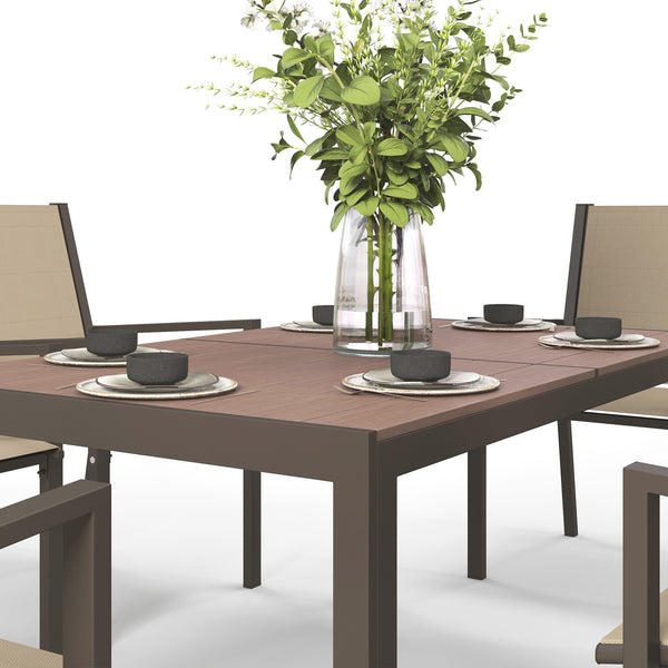 Ensemble de salle à manger d'extérieur 7 pièces avec table rectangulaire