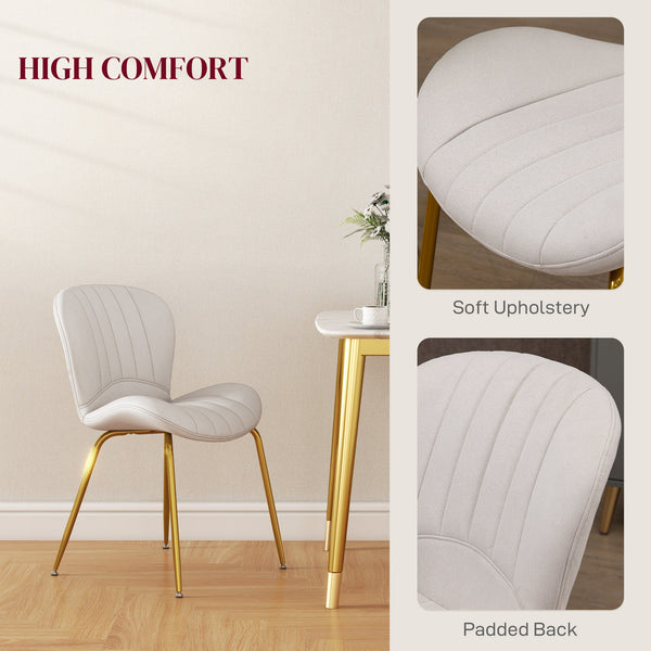Lot de 4 chaises de salle à manger moderne avec dossier rembourré, blanc crème