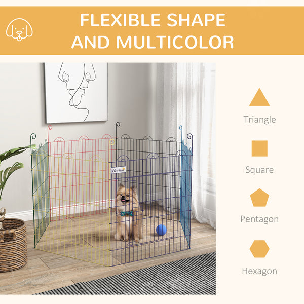 Hexagonal portable metallic playpen, multicolored