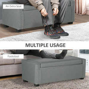 Banc de rangement rabattable rembourré en tissu, gris clair