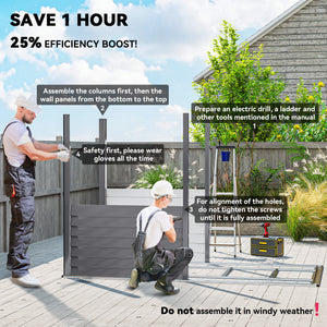 Abri de jardin adossé en acier avec kit de fondation, portes verrouillables, gris
