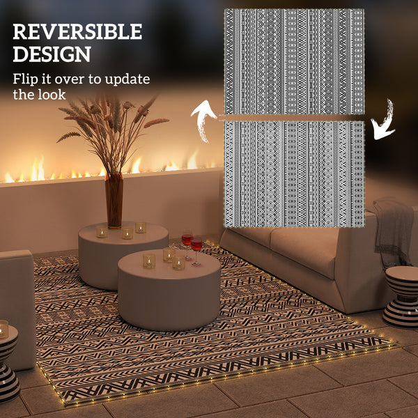Outdoor Rug with USB Lights, Reversible, with Carry Bag, 3.66 m x 2.74 m