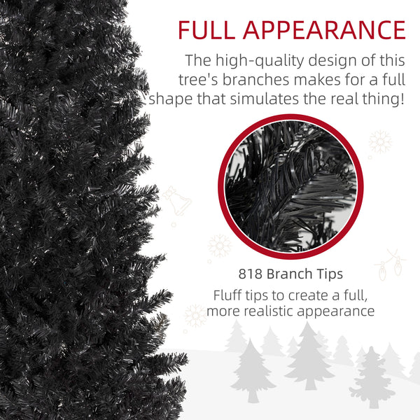 Sapin de Noël artificiel noir de 7 pieds avec ouverture automatique
