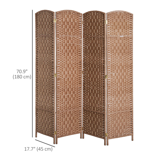 Cloison de séparation pliable à 4 panneaux avec cadre en bois, couleur naturelle