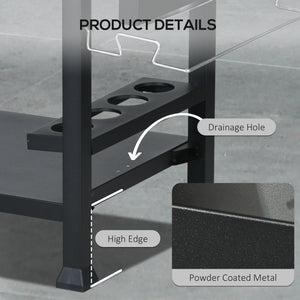 3-Shelf Outdoor Grill Cart Table with Foldable Side Table and Stainless Steel Table Top, Pizza Oven Stand on Wheels