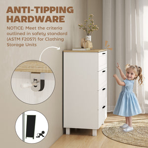 Commode à 4 tiroirs pour chambre avec pieds en bois massif, Couleur : blanc.