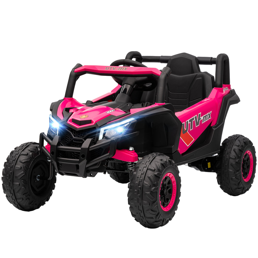 Voiture électrique 12 V avec télécommande, UTV électrique à batterie avec suspension à ressorts, rose