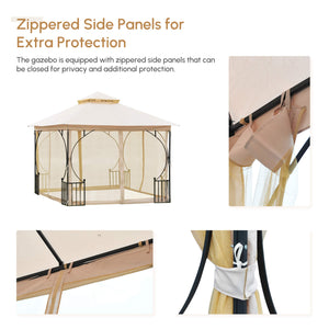 Gazebo 10 x 10 avec moustiquaires, beige
