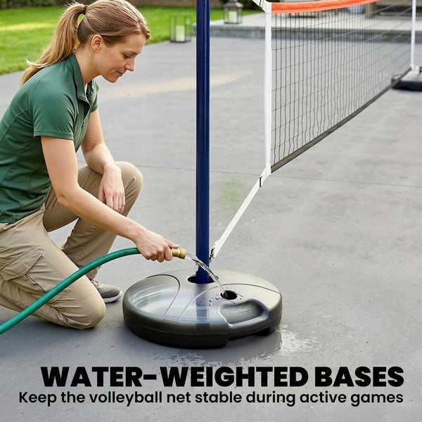 Portable Outdoor Volleyball Net Set, Adjustable Length from 6.4 to 8.2 m, Volleyball, Air Pump
