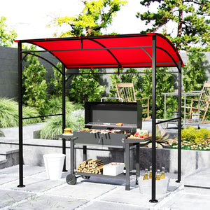 Abri pour barbecue avec structure en acier et crochets, rouge bordeaux