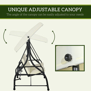 Balancelle convertible avec auvent et coussins 3 places, blanc crème