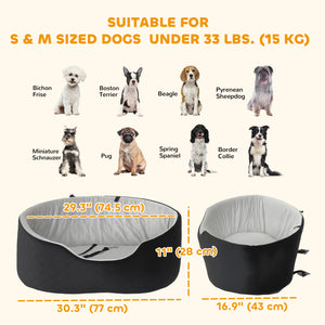 Siège auto pour chien avec coussin amovible et lavable, noir