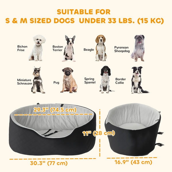 Siège auto pour chien avec coussin amovible et lavable, noir