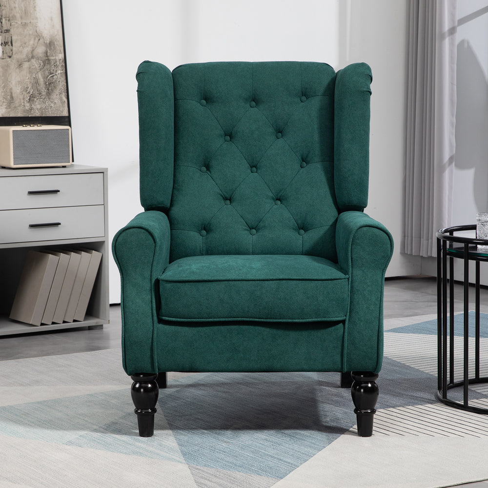 Fauteuil d'appoint capitonné à boutons, vert foncé