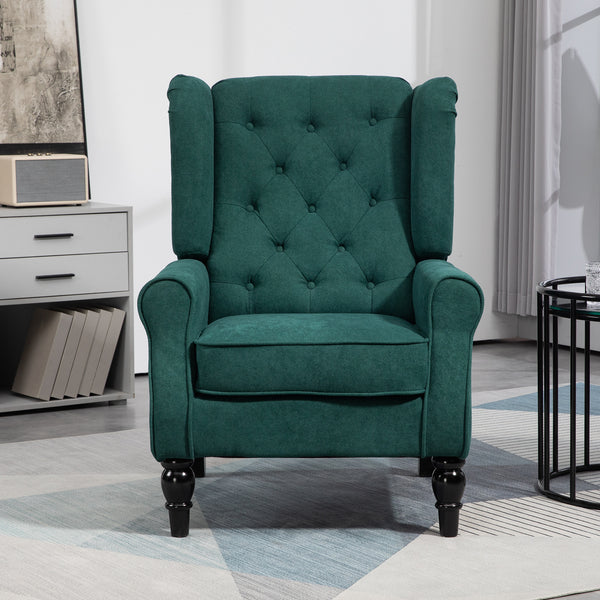 Fauteuil d'appoint capitonné à boutons, vert foncé