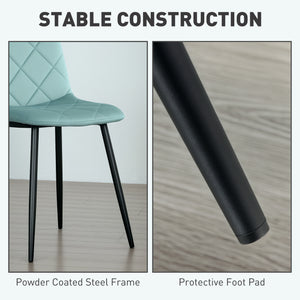 Set of 4 upholstered chairs with steel legs, green