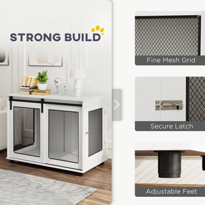 Meuble cage de 39 pouces avec porte coulissante de style grange, blanc