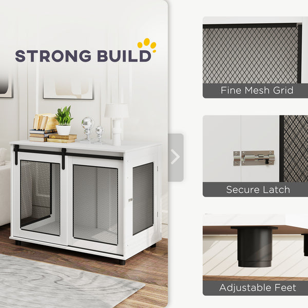 Meuble cage de 39 pouces avec porte coulissante de style grange, blanc