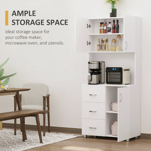 Buffet de cuisine autoportant avec rangement intégré, Blanc