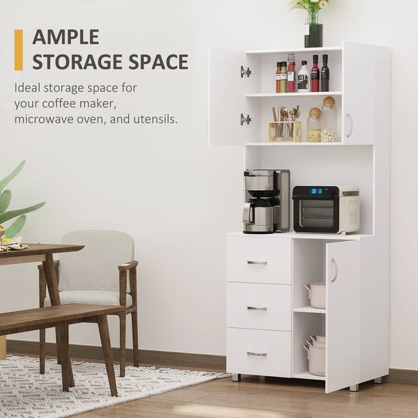 Buffet de cuisine autoportant avec rangement intégré, Blanc