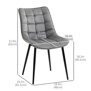 Lot de 2 chaises de salle à manger rembourrées, gris