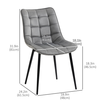 Lot de 2 chaises de salle à manger rembourrées, gris