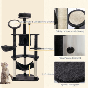 60" Multi-Level Plush Cat Tree, Dark Grey