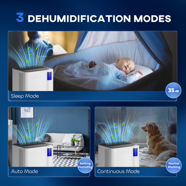 Déshumidificateur 25 pintes par jour avec drainage continu