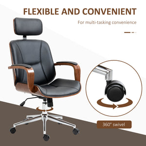 Office chair with removable headrest, adjustable height, black.
