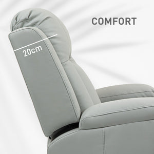 Fauteuil inclinable avec 8 vibrations, fauteuil inclinable rembourré en cuir PU avec assise large, porte-gobelets, bascule, gris clair