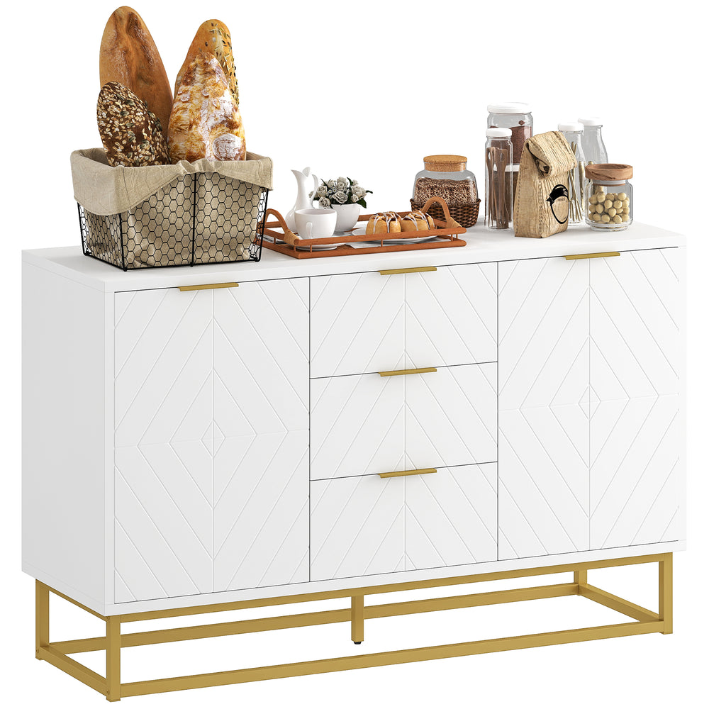 Meuble de rangement avec portes, étagères réglables, pieds en métal, blanc