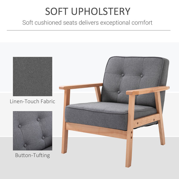 Fauteuil d'appoint avec dossier capitonné en tissu moderne, Gris