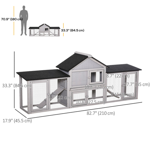 Wooden hutch with double run and sliding ramps