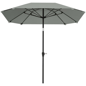 Parasol de 7,6 pieds avec manivelle et bouton d'inclinaison, gris clair