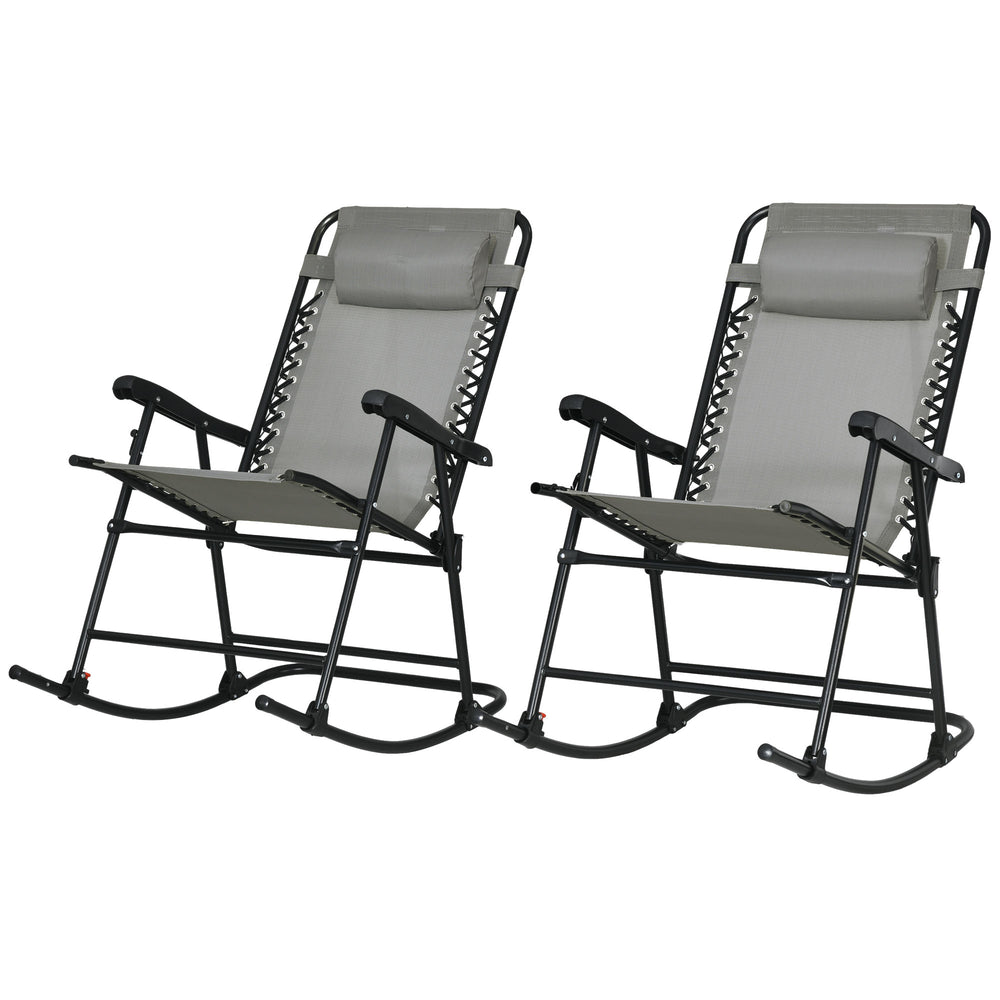 Ensemble de 2 chaises à bascules pliables, grises