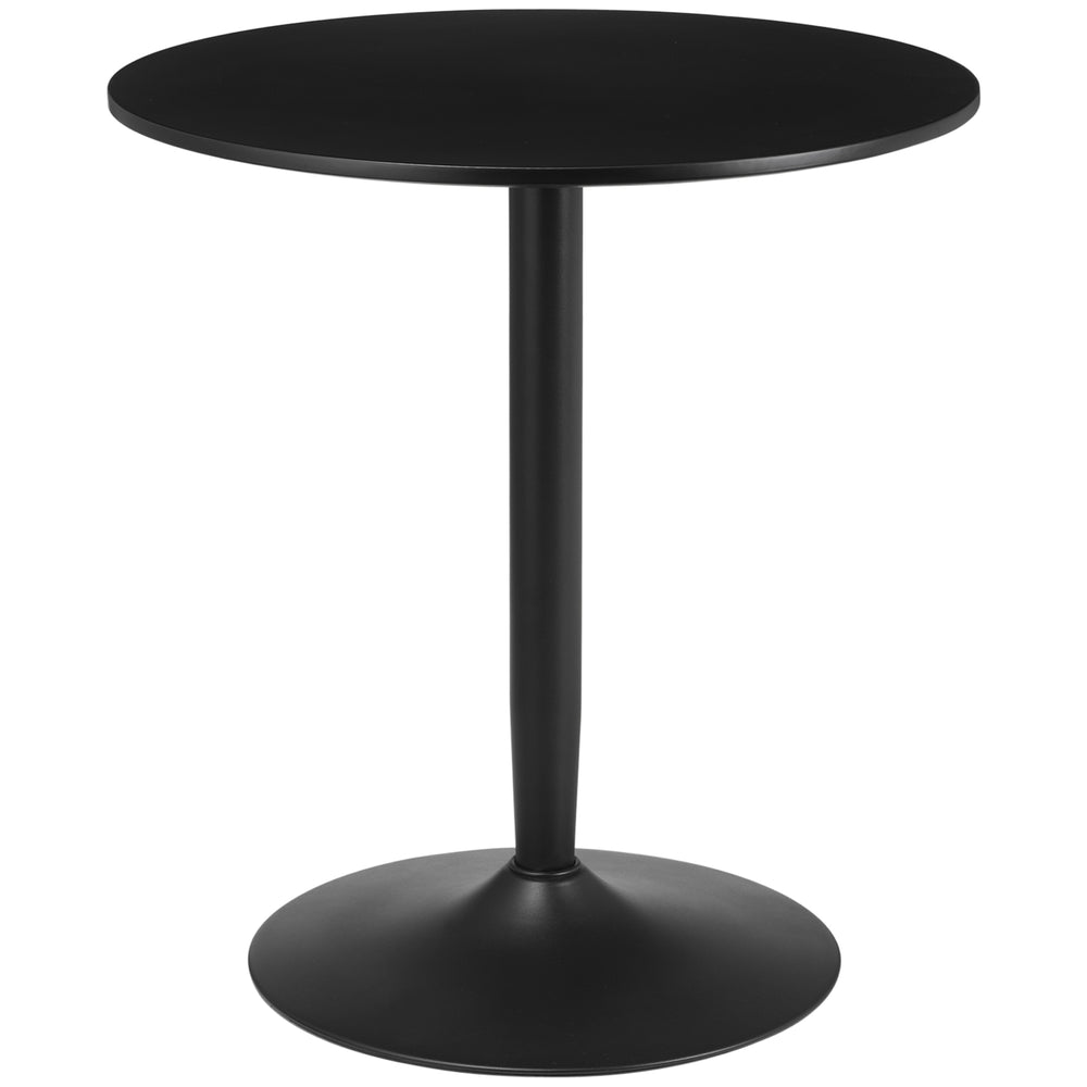 Modern kitchen table for 2 people, round table with steel base for living room or dining room, black
