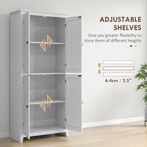 Armoire de rangement autoportante 72 po avec portes et étagères, blanche