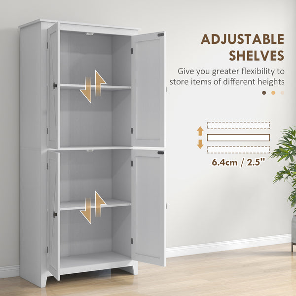 Armoire de rangement autoportante 72 po avec portes et étagères, blanche