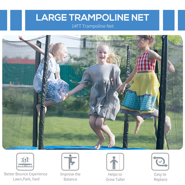 Soozier 14 FT Trampoline Net Enclosure Trampolining Bounce Safety Accessories w/ 8 Poles Net Enclosure Only, Black