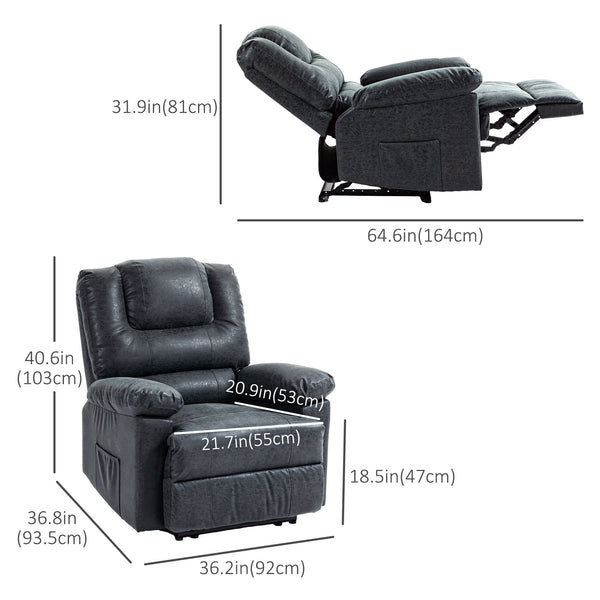 Fauteuil inclinable manuel en similicuir, noir