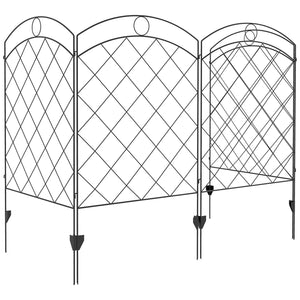 Lot de 4 panneaux de clôture décoratifs, noir